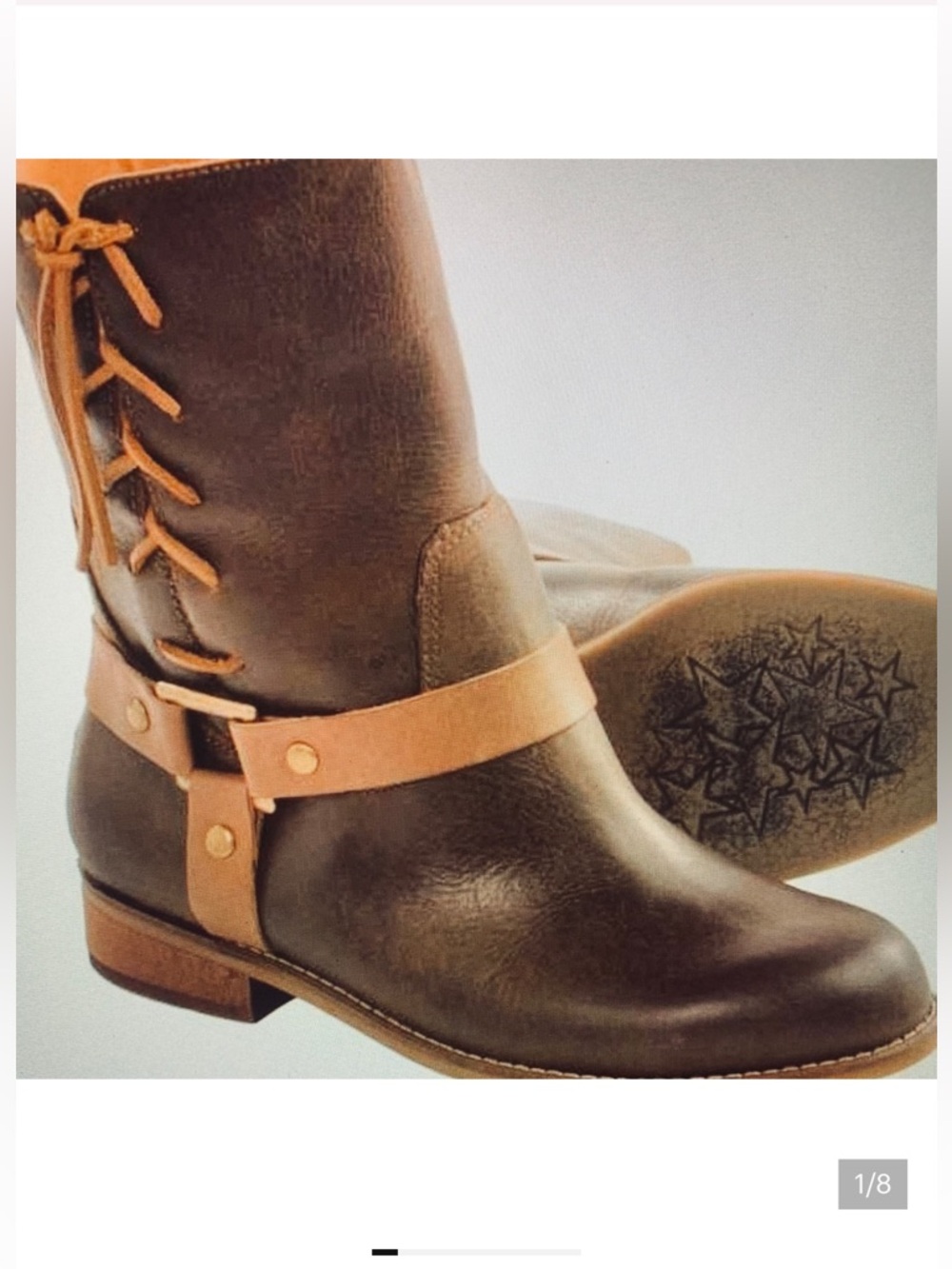 Latigo Thistle Boots Brown Leather Lace Up Side Harness Buckle Sz 9.5 Two Tone